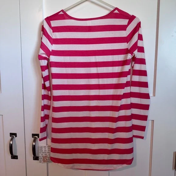 NWT LuLaRoe Lynnae Long Sleeve Pink & White Striped Top Women's Size XS Flawed - Picture 2 of 8